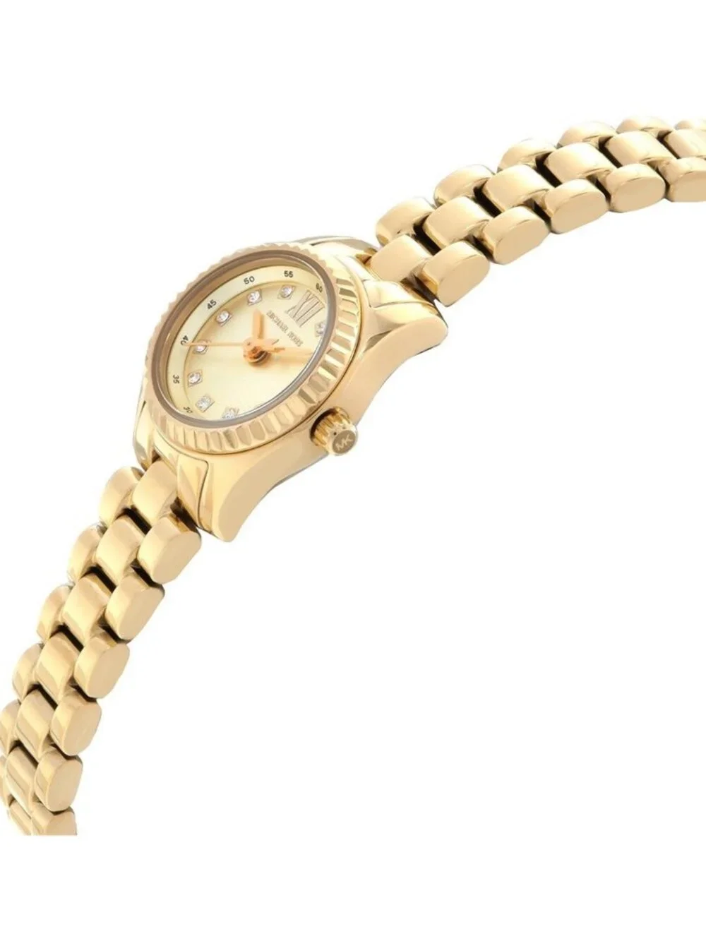 NWT Michael Kors Mini Lexington Quartz Crystal Gold Dial Ladies Watch